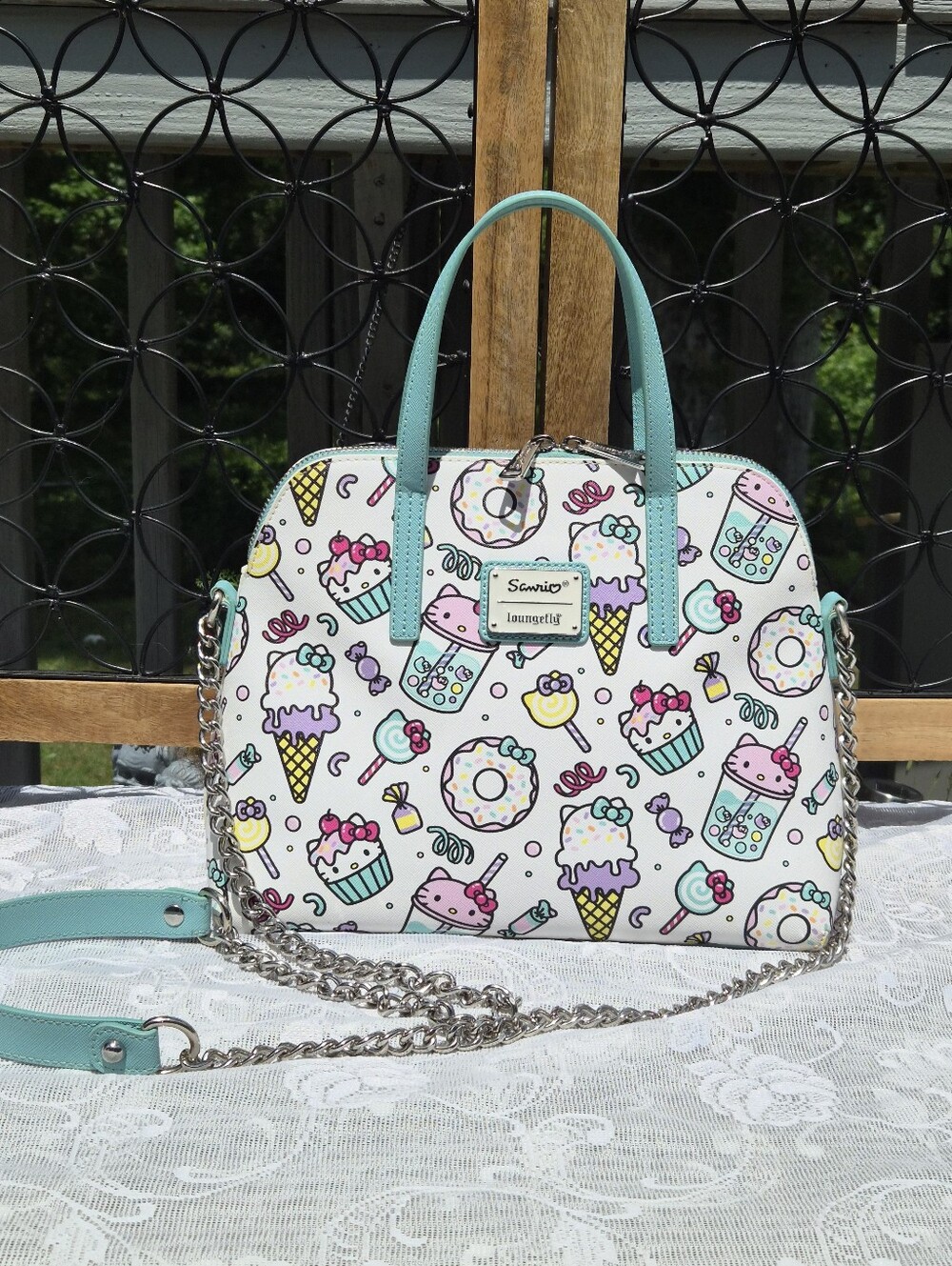 Loungefly Pastel Dessert Print Crossbody Bag with Mint Handles